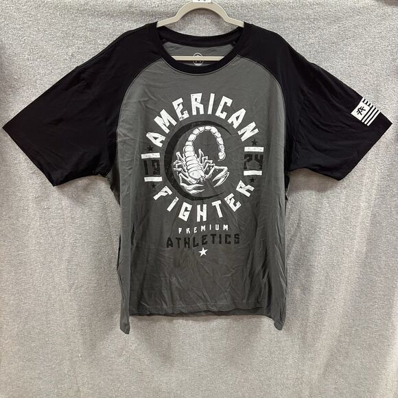 American Fighter Shirt Mens 4XL Grey Michigan Short Sleeve Graphic Logo Athletic - Picture 1 of 8